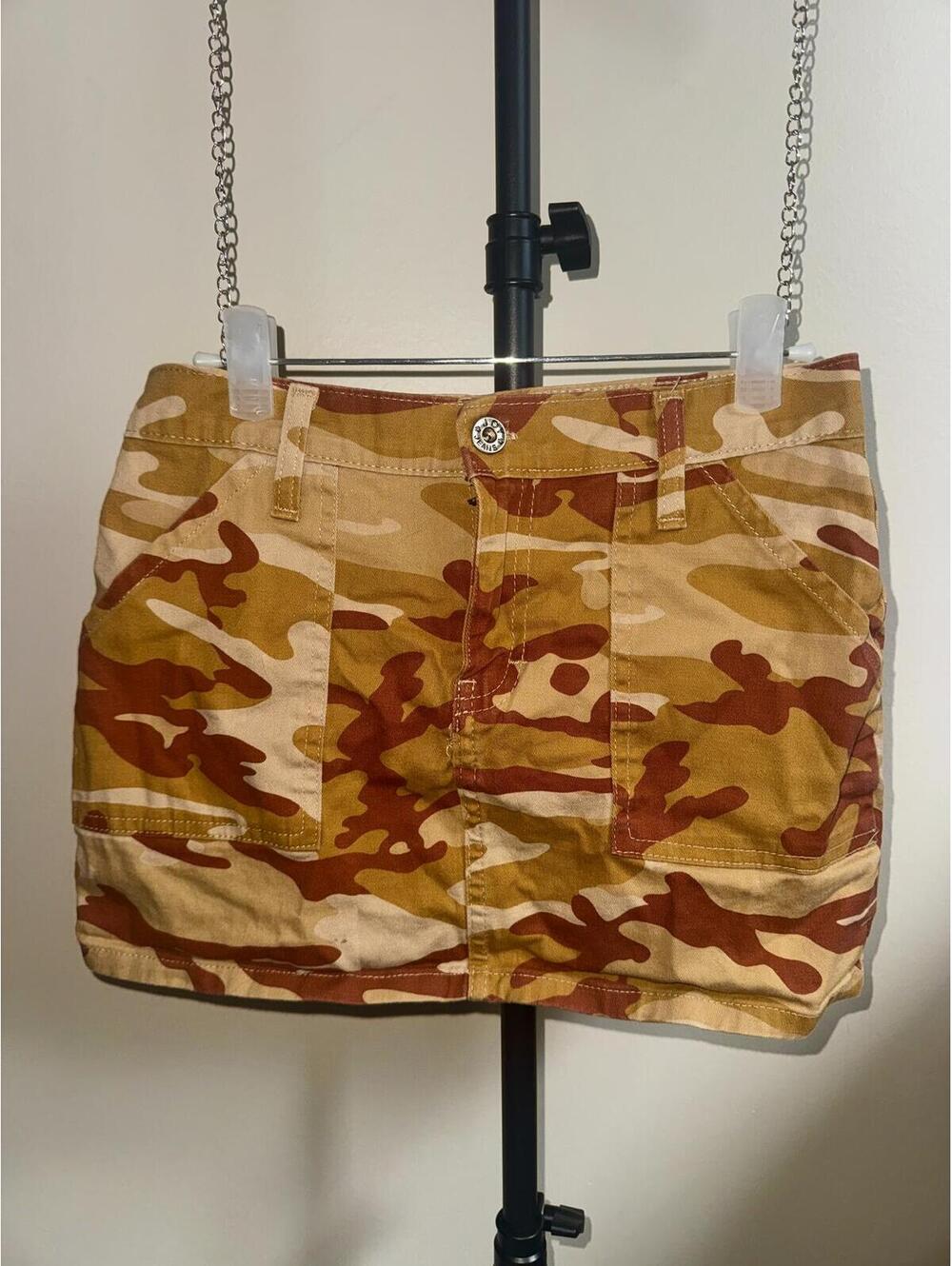 Y2K Camo Mini Skirt Size 0 Low Rise Utility Army Print